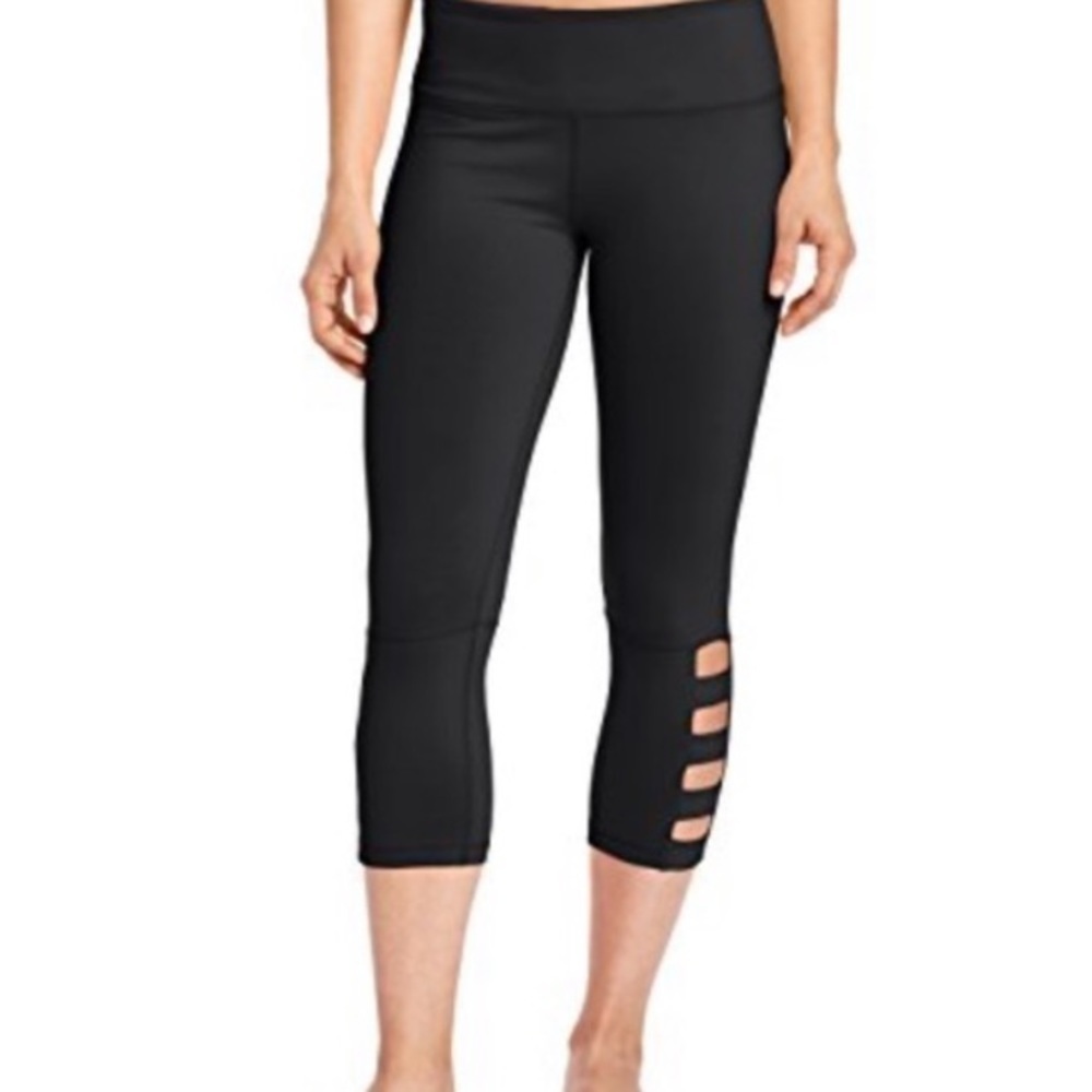 Glyder Ninja Crop Leggings Black Strappy Cutout XS